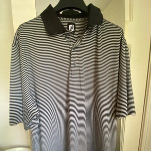 FootJoy Black and White Striped Polo Shirt